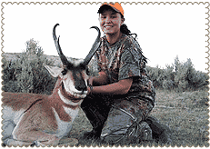 girl hunts a deer
