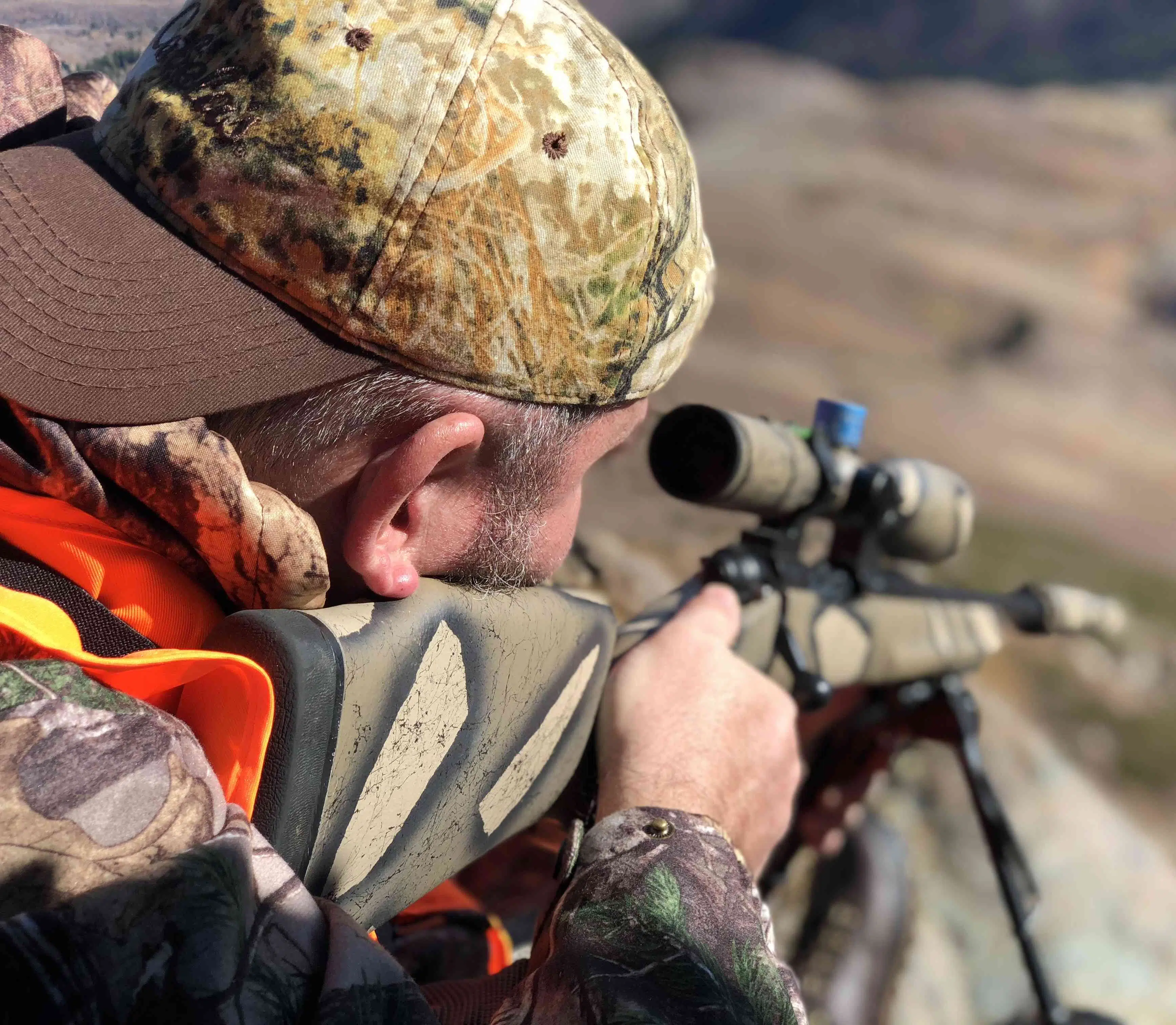 Aiming Down A Scope, Mule Deer Hunting, Utah, USA